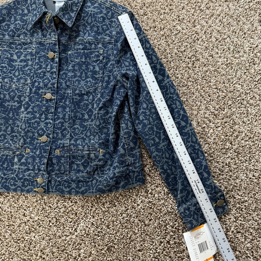 NWT Jones New York Sport Paisley Print Denim Y2K Jacket Womens Small Stretch VTG - Picture 8 of 12